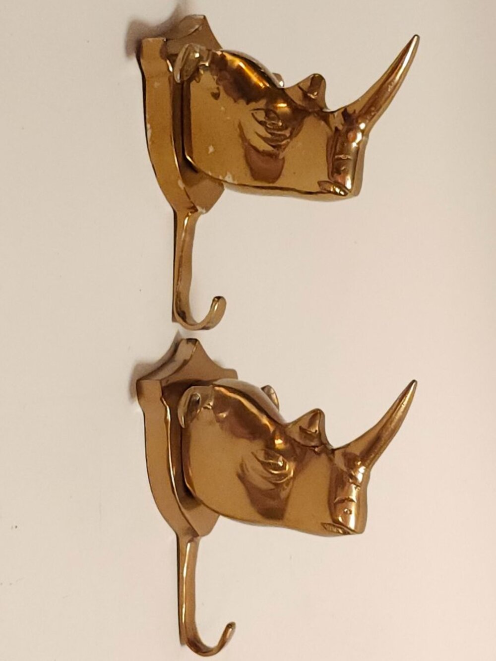 Decorative Rhinoceros Coat Hook Wall Hook Bronze Effect x 2 PAIR